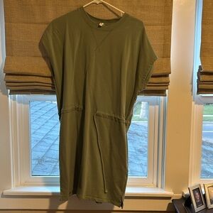 Olive green knit dress.